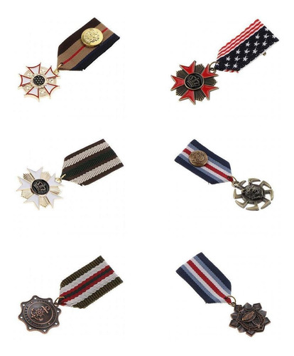 6x Medalha Unissex Vintage Distintivos Do Exército E Joias