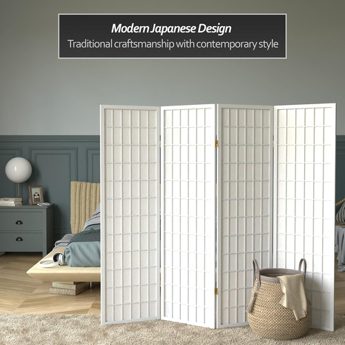 Wp60-wht-4p Pantalla Plegable, 4 Paneles, Color Blanco
