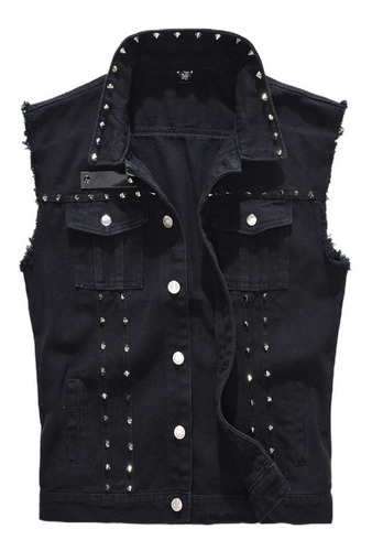 Chaleco Vaquero Para Hombre, Estilo Punk Rock, Con Remaches