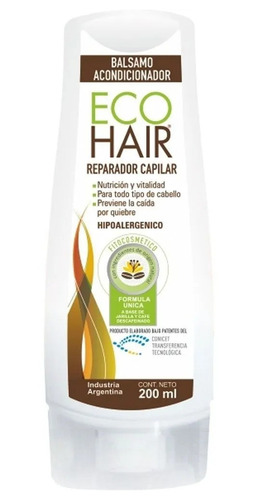Imagen 1 de 1 de Acondicionador Ecohair Bálsamo Reparador en botella de 200mL por 1 unidad