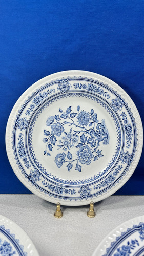 Platos Playos Porcelana Inglesa Woods & Son Azules Blanco Azul (Usado)