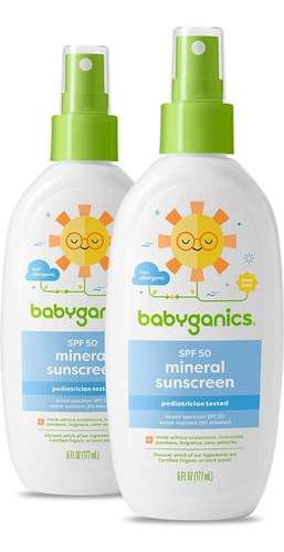 2 Protector Solar Niños Resistente Al Agua Spf 50 Babyganic