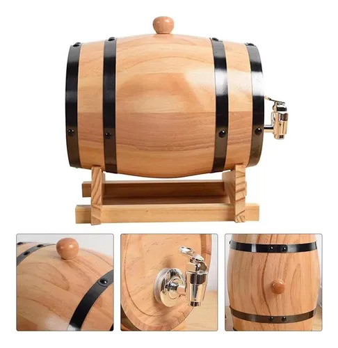 Barril De Madera Para Añejar Con Soporte, 1l 18x12,7x15cm