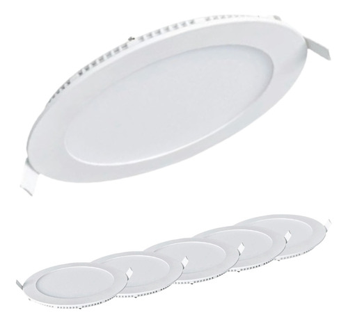 Pack 6 Panel Led Eco Embutido Redondo 18w