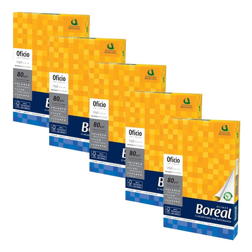 Resma Boreal Oficio 80 Grs. Blanco - X 8 Unidades