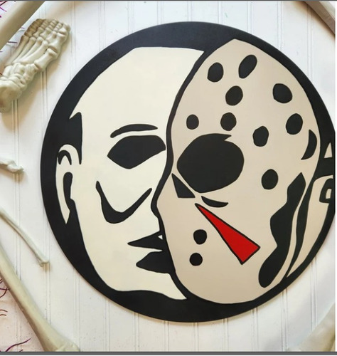 Cuadro Decorativo Halloween Pelicula Jason Mascara Madera 