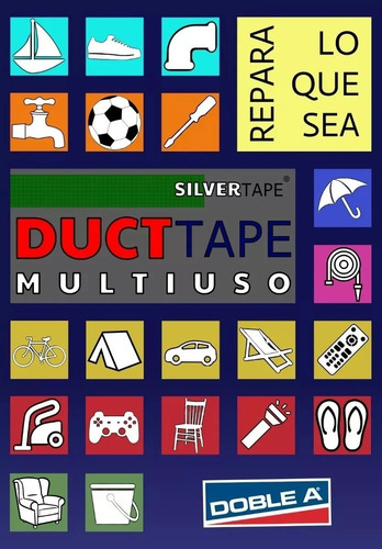 Imagen 3 de 10 de Cinta Adhesiva Duct Tape Doble A Silver Tape 48 Mm X 9 Mts