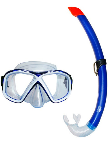 Combo Mascara Y Snorkel Escualo Color Azul - Modelo 5073