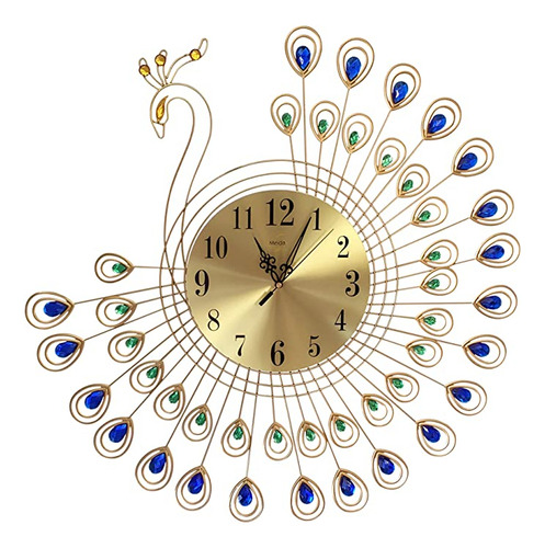 Reloj De Pared Silencioso Con Diseño De Pavo Real De 26 Pu.