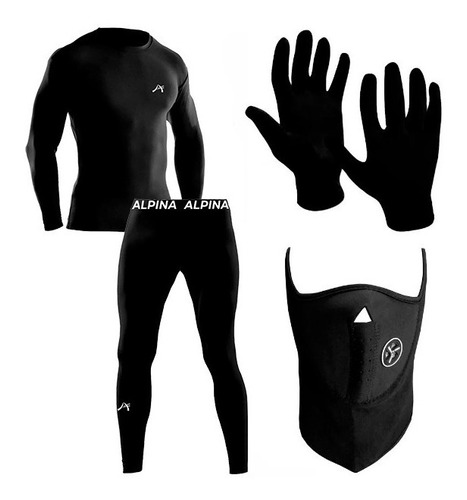 Kit Conjunto Termico Alpina + Guantes + Mascara Sti Motos