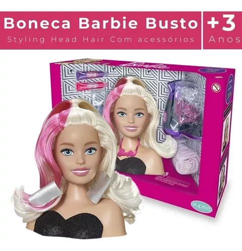 Boneca Barbie Busto Para Pentear e Maquiar Com Acessórios