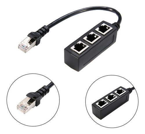 Rj45 1 A 3 Puertos Divisor De Red Ethernet Lan / Extensor