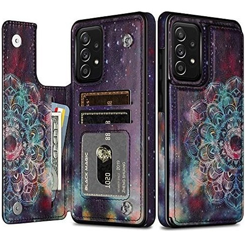 Funda Tipo Cartera De Mandala Morada Para Galaxy A52 5g