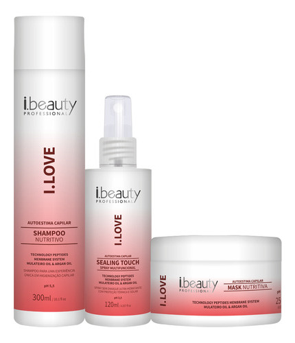 Kit I.beauty I.love Shampoo 300ml, Spray 120ml, Máscara 250g