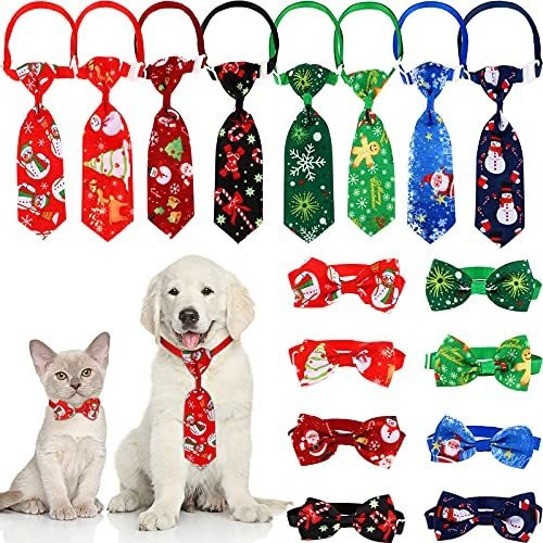 Veyous 16 Piezas Navidad Arco Lazos Para Perros 52g8p