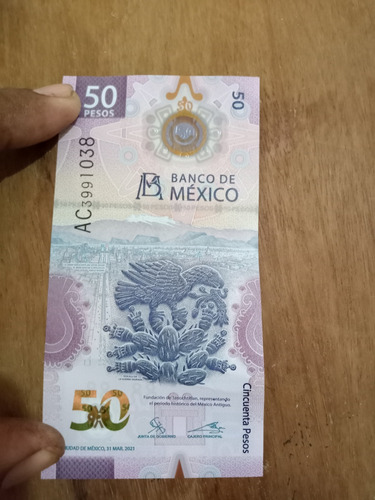 Billete De 50 Pesos Mexicanos Con Gráfica Del Ajolote