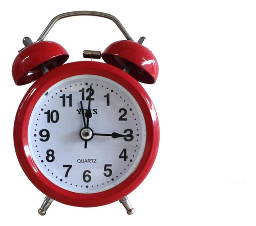 Relógio Despertador Antigo De Mesa Som Alarme Alto Retro Cor Vermelho A Pilha