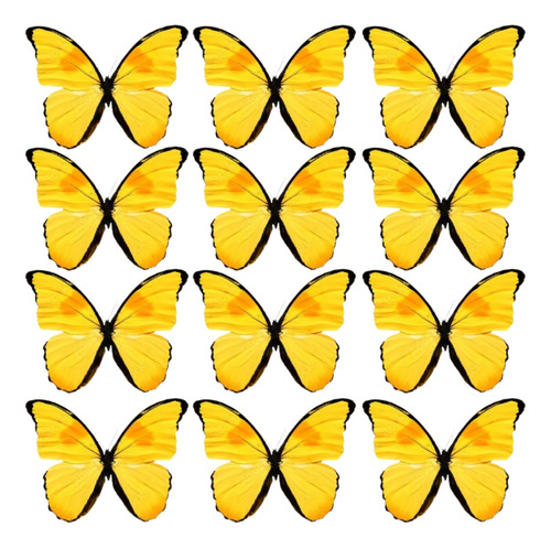 Mariposas Amarilla Cortadas Comestible Papel Arroz X12un