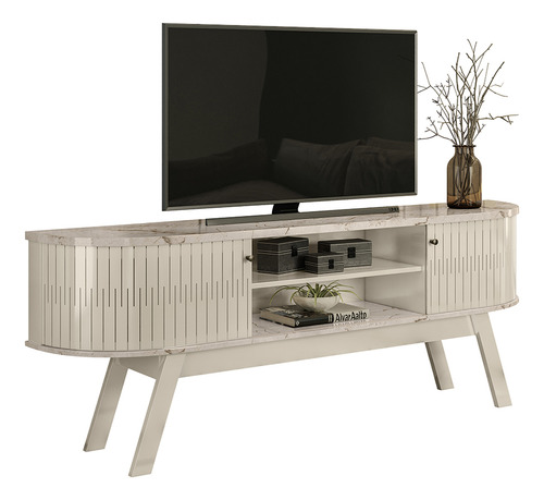 Mueble Para Tv 75 Mod Valencia Color Mármol/blanco Off White