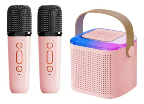 Kit Parlante Y 2 Micrófonos Karaoke Para Niños Bluetooth Led
