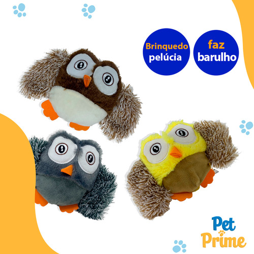 Brinquedo Para Cachorro Pelúcia Coruja Com Apito Savana Pet Cor Marrom