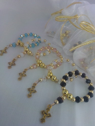 Imagen 5 de 5 de Combo: 12 Mini Rosarios Denarios Recuerdo. Cruz Oro Antiguo