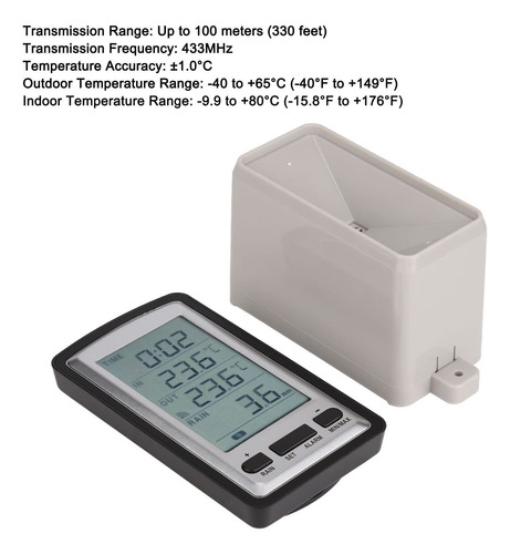 Medidor De Chuva Digital Sem Fio, Registrador De Temperatura