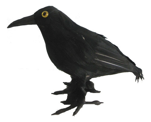 Decoracion Halloween Cuervo Maldito Con Plumas Raven Terror