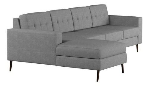 Sofá 4 Lugares Surprised Com Chaise Esquerdo Pé Palito Li... Cor Cinza