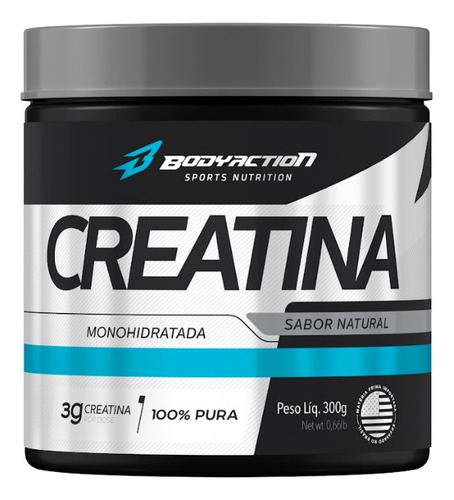 Creatina Monohidratada 100% Pura 300g Bodyaction Sem Sabor