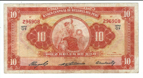 Perú - Billete 10 Soles De Oro 1958 - 296908.