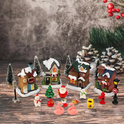 Conjunto De Cabaña De Pueblo 18 Piezas, Led Casita Navideña