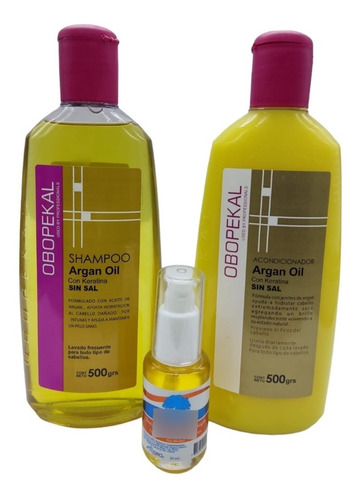 Kit Shampoo + Acondicionador + Aceite Argan Sin Sal 500ml