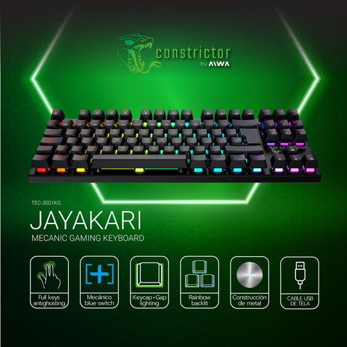 Imagen 5 de 8 de Teclado Gamer Mecanizado Constrictor By Aiwa Qwerty Metal