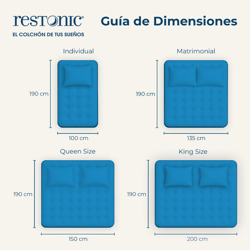 Colchón Matrimonial Restonic Ortopédico + 2 Almohadas Luxe Gris