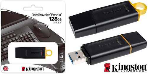 Flash Memory Kingston Exodia Dtx-128gb Usb 3.2 Color Negro