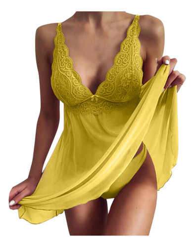 Ropa Interior Cómodo Vestido Transparente De Encaje Con Tira