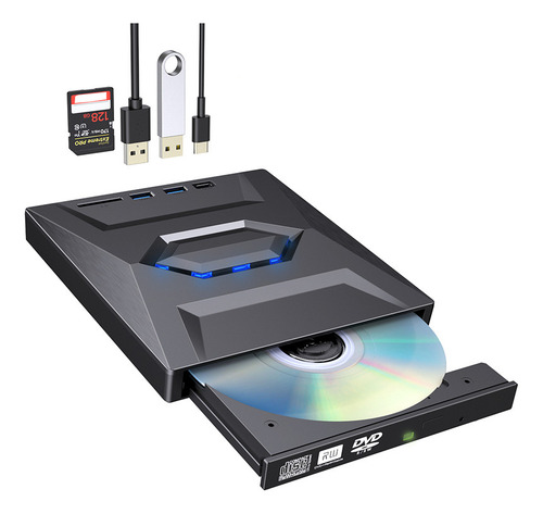 Grabador Dvd/cd Externo Lector Usb Type C Con Sd/tf Puerto