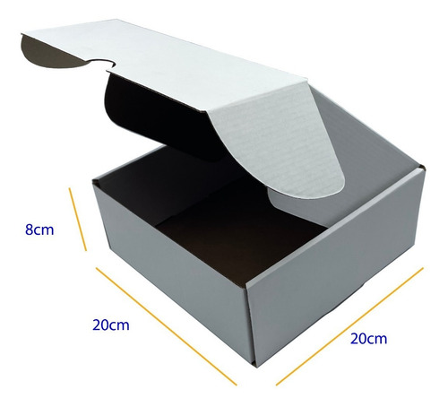 Caja Envios Ecommerce 200 Pz. 20x20x8cm Impresa Personalizad Blanco