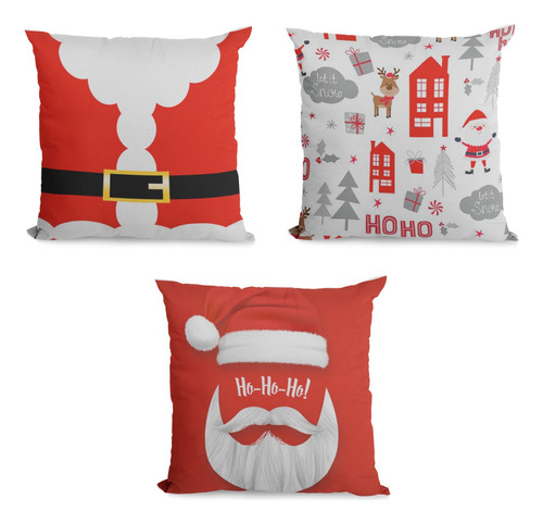 Kit 3 Capas De Almofadas De Natal Decorativas Natalina