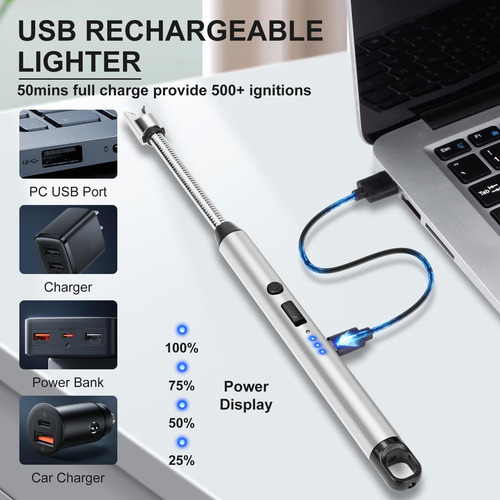 Encendedores Eléctricos Recargables Usb Pantalla Led 2 Uni