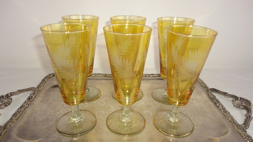 Copas Flauta De Color Champagne Antiguas Talladas Vealas