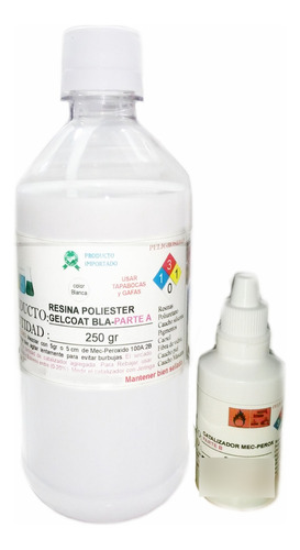 Resina Poliester Gelcoat Blanco X 250gr + Catalizad Bañeras
