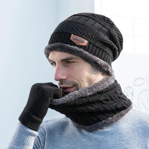 Kit Touca Gorro Cachecol + Luva Inverno Lã Pelinho Frio