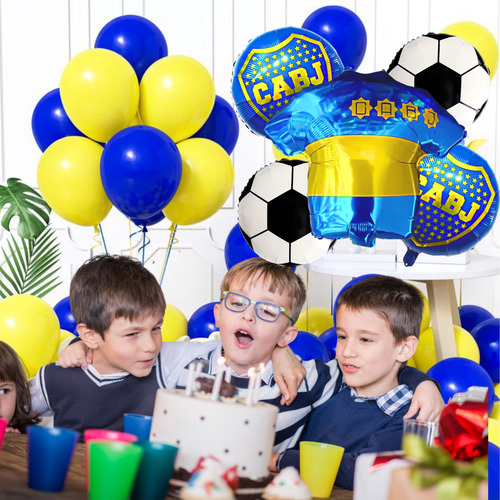 Set Globos Boca Juniors Banderin Globo Escudo Boca Pelota Dorado Número 8