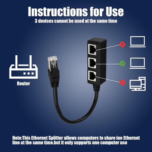 Divisor De Red Ethernet Lan / Extensor Rj45 1 A 3 Puertos