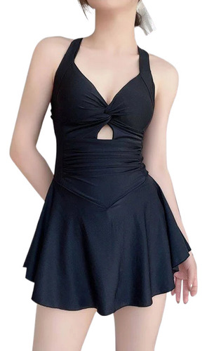 Traje Playa Cintura Ajustada Color Liso Mujer