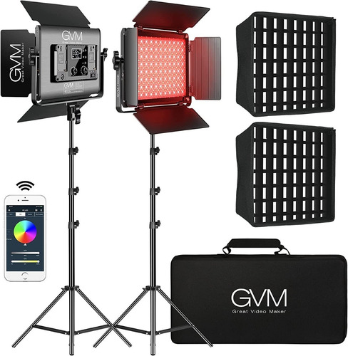 Kit Luces Led Gvm 1000d Rgb Led Pack De 2 App Bluetooth !