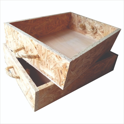  Cajon Multiuso En Osb Y Cuerda -regalo -hogar- Comercio