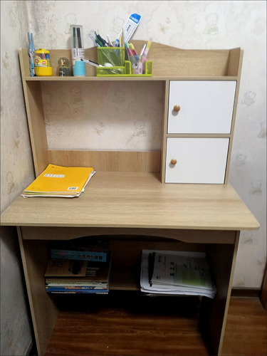 Escritorio En Escuadra De Oficina Con Estantes Y 2 Cajones De Madera
